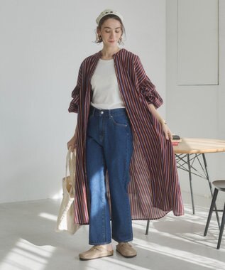 WEGO 【ANGIE VINTAGE】ボリュームスリーブ バンドカラー シャツワンピース 柄6