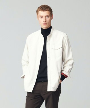 J.PRESS MEN Ｗフェイス キャラメルコールバンドカラー シャツ