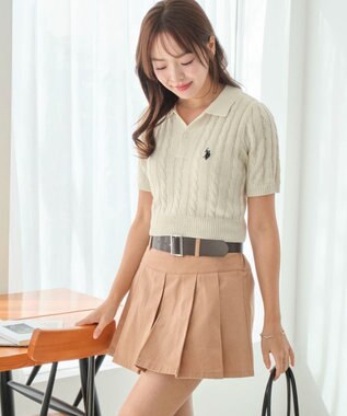 WEGO 別注USPOLO　ケーブルニットポロ ホワイトアイボリー