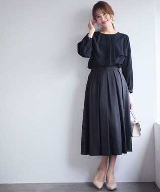 ANY SIS L 【洗える】シャイニータック スカート ネイビー