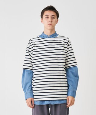 J.PRESS YORK STREET 【UNISEX】天竺ボーダーTシャツ ネイビー系1