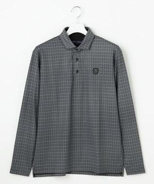 23区GOLF 【MEN】モノグラム総柄長袖ポロシャツ ブラック系5
