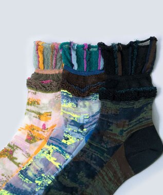 COQ 【MEN】sprinkle flower シアーソックス ブルー