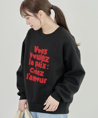 Green Parks ・ＤＯＵＢＬＥ　ＦＬＡＧＳ　サガラ刺繍スウェット Black