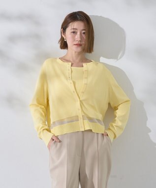 YECCA VECCA シアーMIXカーディガン Off White