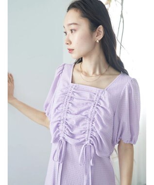 earth music&ecology ＳＥＴ２点パフスリーブブラウス＋キャミワンピース Purple