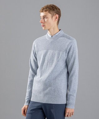JOSEPH HOMME 【LEON 掲載】シルクバルキーハニカム　クルーネックニット サックスブルー系