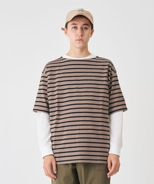 J.PRESS YORK STREET 【UNISEX】天竺ボーダーTシャツ ベージュ系1