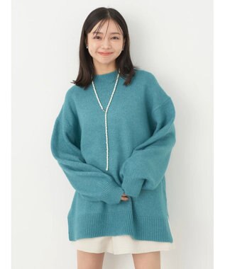 earth music&ecology ＦＬＵＦＦＹハイネックチュニック Blue Green