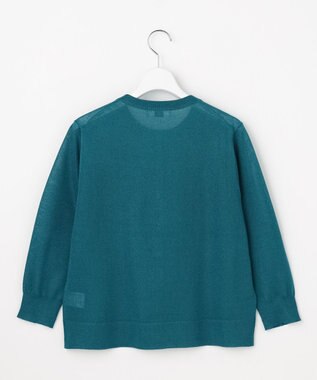 J.PRESS LADIES S 【シーンレスに活躍】SHEER GLOSS KNIT クルーネック カーディガン ブルーグリーン系