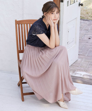 Tiaclasse 【洗える】幅広く活躍が期待できるボウタイレースブラウス ネイビー