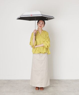 MOONBAT POLO RALPH LAUREN（ポロ ラルフローレン） 晴雨兼用日傘 ボーダー 遮光率100% 遮熱 UV 晴雨兼用 オフホワイト