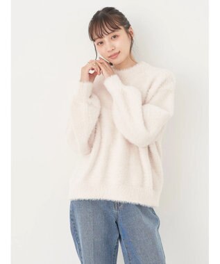 earth music&ecology ロングシャギーハイネックプルオーバー Ivory