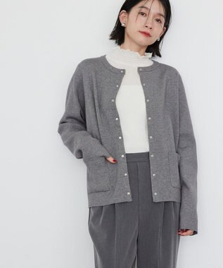 AMERICAN HOLIC バイパチクルーネックニットカーディガン Gray Mixture