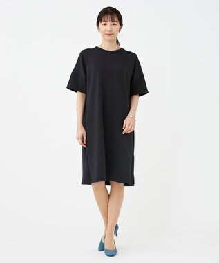 KASHIYAMA 【抗菌繊維】スタイリッシュジャージー オーバーサイズドレス ブラック