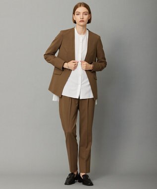 ICB L 【洗える】ウール2WAYストレッチ テーパードパンツ モカ系