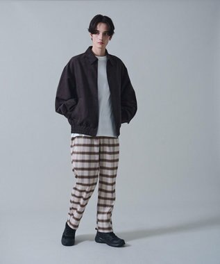 WEGO チェックテーパードスラックス ベージュチェック1