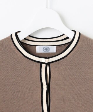 J.PRESS LADIES L 【洗える】トリムツイン ニット モカ系