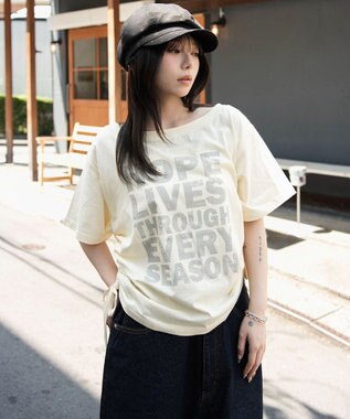 WEGO サイドドロストオフショルグラフィックT