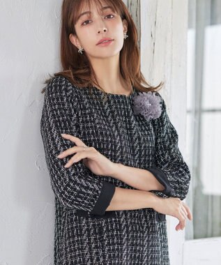 Tiaclasse チュールフラワーコサージュ パープルグレー