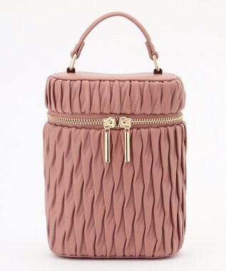 LA BAGAGERIE 【MONICA】ランダムプリーツバニティバッグ ダークピンク