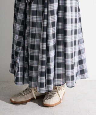 Green Parks イージーケアチェックボリュームスカート Black