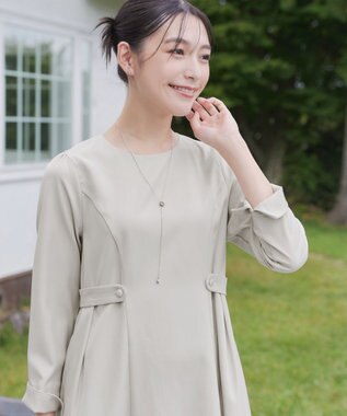 Tiaclasse L 【洗える】ウール調Aラインワンピース グレージュ