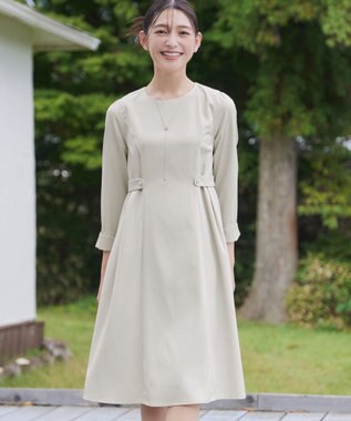 Tiaclasse 【洗える】ウール調Aラインワンピース グレージュ