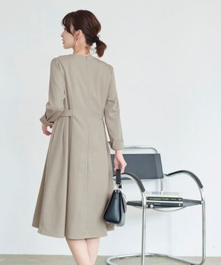 Tiaclasse L 【洗える】ウール調Aラインワンピース モカ