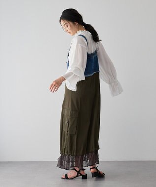 YECCA VECCA デニムMIXデザインサロペット Indigo