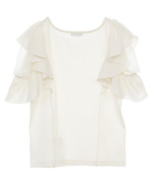 earth music&ecology 袖フリルデザインプルオーバー Ivory