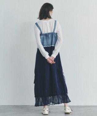 YECCA VECCA デニムMIXデザインサロペット Light Indigo