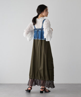 YECCA VECCA デニムMIXデザインサロペット Indigo