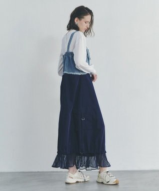 YECCA VECCA デニムMIXデザインサロペット Light Indigo