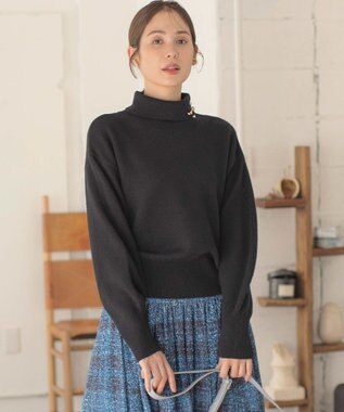 組曲 L 【2WAY・WEB限定】ウールカシミヤミックス ハイネックニット ブラック系