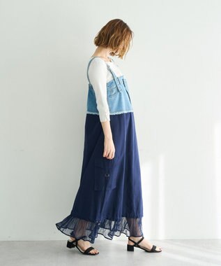 YECCA VECCA デニムMIXデザインサロペット Light Indigo