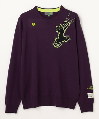 PW CIRCULUS 【MEN】Spark cat クルーネックニット ゴルフ パープル系