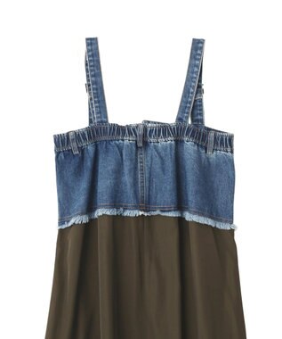 YECCA VECCA デニムMIXデザインサロペット Indigo