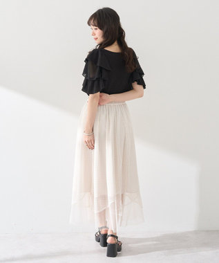 earth music&ecology 袖フリルデザインプルオーバー Black