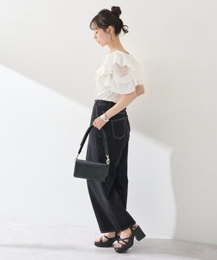 earth music&ecology 袖フリルデザインプルオーバー Ivory