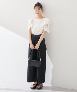 earth music&ecology 袖フリルデザインプルオーバー Ivory