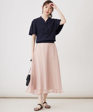 ANY SIS 箔ヴィンテージライクシフォン スカート ピンク