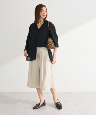 Green Parks 開襟シアーシャツジャケット Black