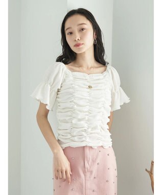 earth music&ecology カットシャーリングプルオーバー White