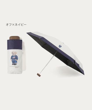 MOONBAT 【WEB限定】POLO RALPH LAUREN(ポロ ラルフローレン) 晴雨兼用日傘 折りたたみ傘 コンパクト ポロベア 一級遮光 遮熱 UV オフ×ネイビー