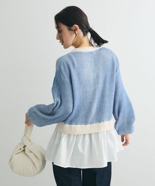 Green Parks 配色リブドッキングチュニック Blue