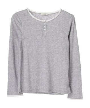 earth music&ecology アイレットジャガードタイトプルオーバー Gray Mixture