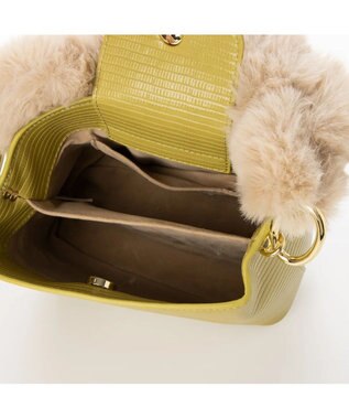 UNBILLION cachecache スパイラルエコファーハンドルスクエアミニショルダー イエロー