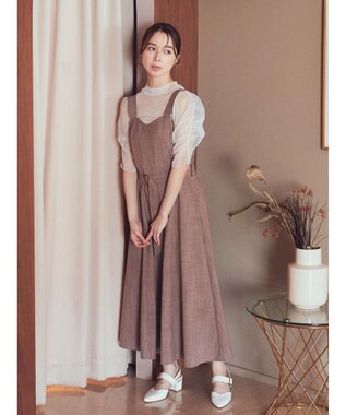 earth music&ecology ベルト付きパネルラインワンピース Brown