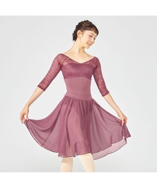 Chacott 6分袖レオタード アンティックローズ